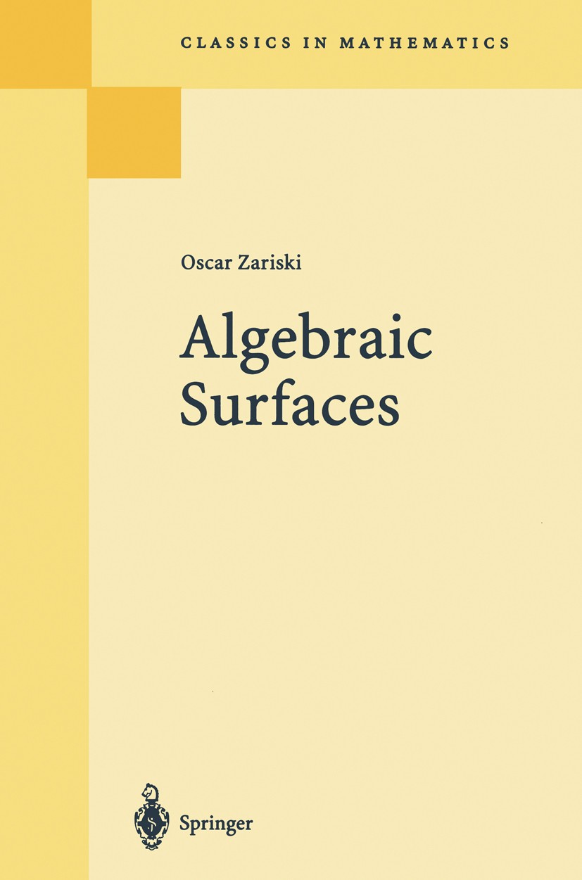 Titlebook: Algebraic Surfaces; Oscar Zariski Book 1995Latest edition Springer-Verlag Berlin Heidelberg 1995 Dimension.Excel.algebra.algebraic curve.a Titlebook: Algebraic Surfaces; Oscar Zariski Book 1995Latest edition Springer-Verlag Berlin Heidelberg 1995 Dimension.Excel.algebra.algebraic curve.a