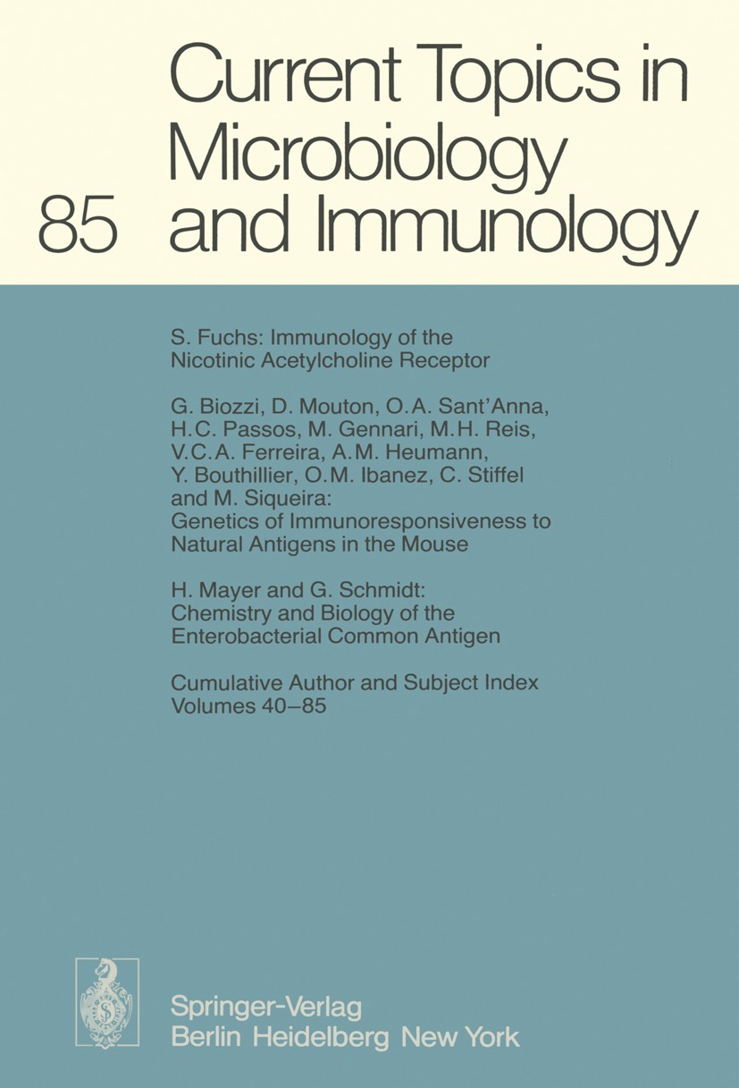 Titlebook: Current Topics in Microbiology and Immunology; W. Arber,S. Falkow,P. K. Vogt Book 1979 The Editor(s) (if applicable) and The Author(s), un Titlebook: Current Topics in Microbiology and Immunology; W. Arber,S. Falkow,P. K. Vogt Book 1979 The Editor(s) (if applicable) and The Author(s), un