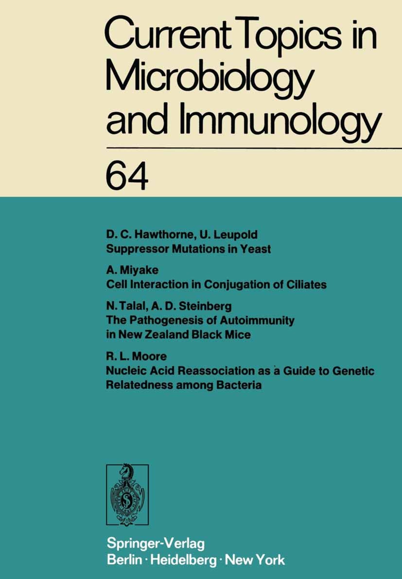 Titlebook: Current Topics in Microbiology and Immunology; Ergebnisse der Mikro W. Arber,R. Haas,E. Wecker Book 1974 The Editor(s) (if applicable) and Titlebook: Current Topics in Microbiology and Immunology; Ergebnisse der Mikro W. Arber,R. Haas,E. Wecker Book 1974 The Editor(s) (if applicable) and