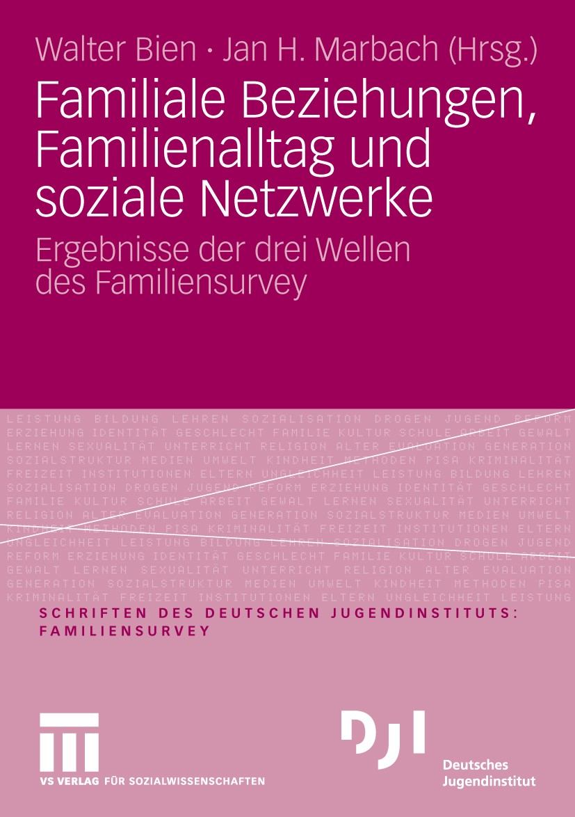 Titlebook: Familiale Beziehungen, Familienalltag und soziale Netzwerke; Ergebnisse der drei Walter Bien,Jan H. Marbach Book 2008 VS Verlag für Sozial Titlebook: Familiale Beziehungen, Familienalltag und soziale Netzwerke; Ergebnisse der drei Walter Bien,Jan H. Marbach Book 2008 VS Verlag für Sozial