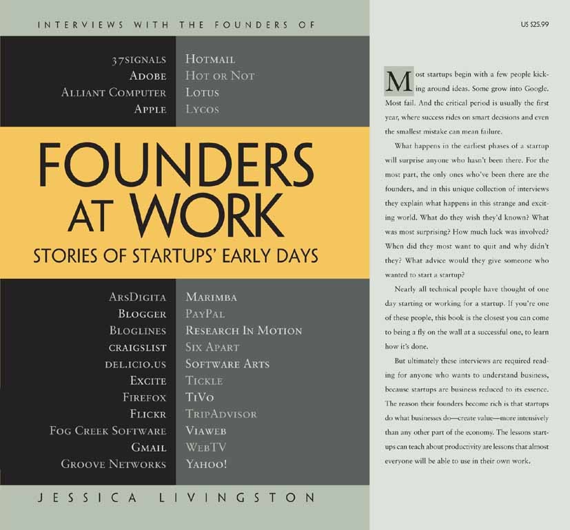 Titlebook: Founders at Work; Stories of Startups‘ Jessica Livingston Book 2007 Jessica Livingston 2007 Google.Steve Wozniak.business.development Titlebook: Founders at Work; Stories of Startups‘ Jessica Livingston Book 2007 Jessica Livingston 2007 Google.Steve Wozniak.business.development