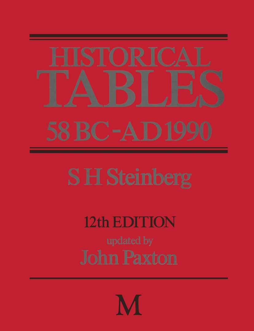 Titlebook: Historical Tables 58 BC – AD 1990; S. H. Steinberg Book 1991Latest edition John Paxton 1991 drama.Eastern Europe.edition.Europe.event.hist Titlebook: Historical Tables 58 BC – AD 1990; S. H. Steinberg Book 1991Latest edition John Paxton 1991 drama.Eastern Europe.edition.Europe.event.hist