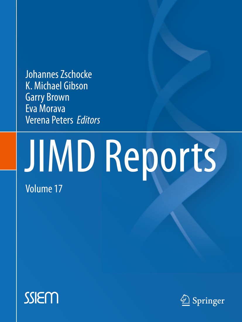 Titlebook: JIMD Reports, Volume 17; Johannes Zschocke,K. Michael Gibson,Verena Peters Book 2014 SSIEM and Springer-Verlag Berlin Heidelberg 2014 Mend Titlebook: JIMD Reports, Volume 17; Johannes Zschocke,K. Michael Gibson,Verena Peters Book 2014 SSIEM and Springer-Verlag Berlin Heidelberg 2014 Mend