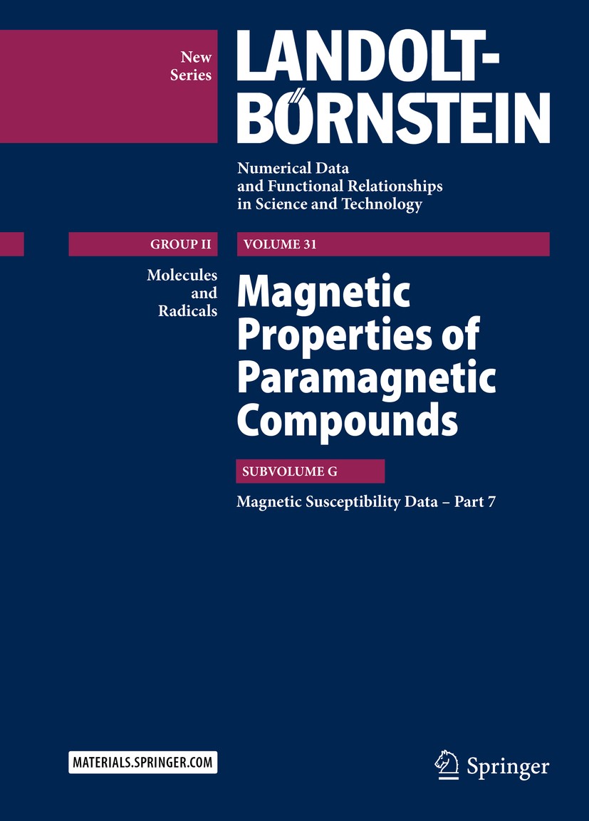 Titlebook: Magnetic Properties of Paramagnetic Compounds; Magnetic Susceptibil R. T. Pardasani,P. Pardasani,A. Gupta Book 2017 Springer-Verlag GmbH Ge Titlebook: Magnetic Properties of Paramagnetic Compounds; Magnetic Susceptibil R. T. Pardasani,P. Pardasani,A. Gupta Book 2017 Springer-Verlag GmbH Ge