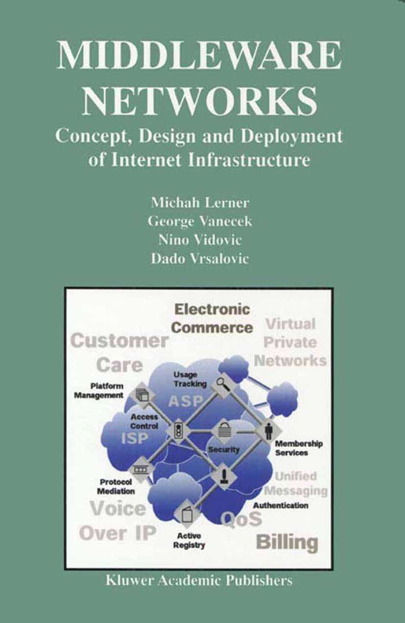 Titlebook: Middleware Networks; Concept, Design and Michah Lerner,George Vanecek,Dado Vrsalovic Book 2000 Springer Science+Business Media New York 20 Titlebook: Middleware Networks; Concept, Design and Michah Lerner,George Vanecek,Dado Vrsalovic Book 2000 Springer Science+Business Media New York 20