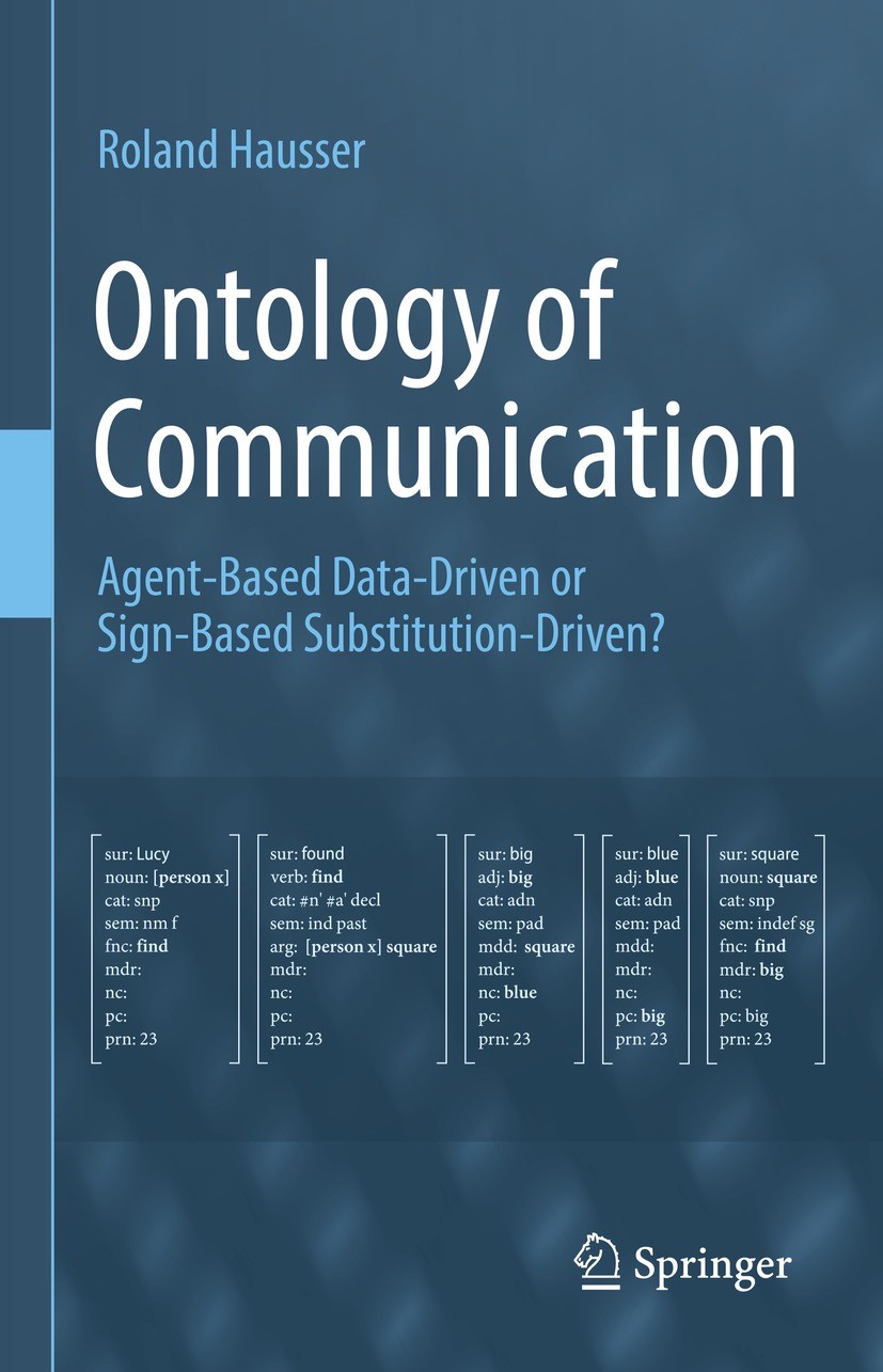 Titlebook: Ontology of Communication; Agent-Based Data-Dri Roland Hausser Book 2023 The Editor(s) (if applicable) and The Author(s), under exclusive l Titlebook: Ontology of Communication; Agent-Based Data-Dri Roland Hausser Book 2023 The Editor(s) (if applicable) and The Author(s), under exclusive l