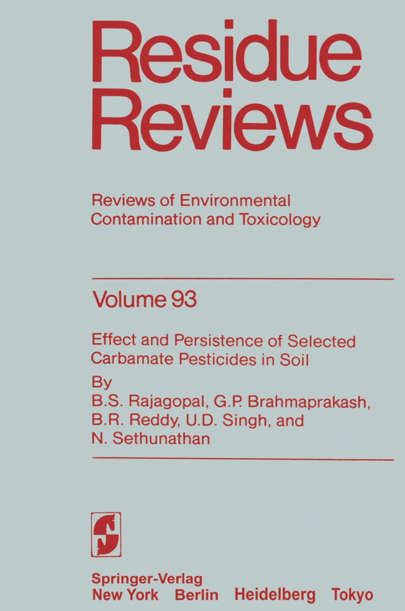 Titlebook: Residue Reviews; Francis A. Gunther,Jane Davies Gunther Conference proceedings 1984 Springer-Verlag New York Inc. 1984 contamination.envir Titlebook: Residue Reviews; Francis A. Gunther,Jane Davies Gunther Conference proceedings 1984 Springer-Verlag New York Inc. 1984 contamination.envir