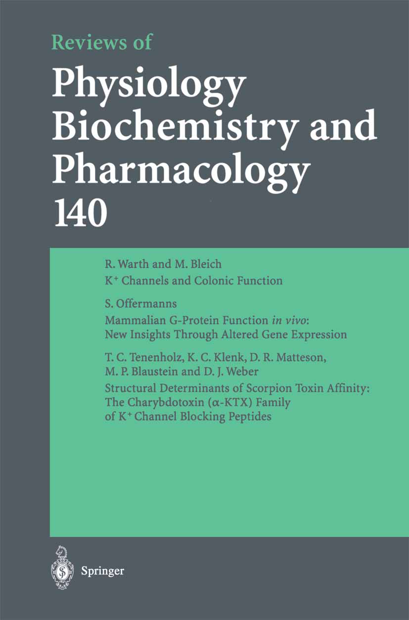 Titlebook: Reviews of Physiology, Biochemistry and Pharmacology; M. P. Blaustein,R. Greger,M. Schweiger Book 2000 The Editor(s) (if applicable) and T Titlebook: Reviews of Physiology, Biochemistry and Pharmacology; M. P. Blaustein,R. Greger,M. Schweiger Book 2000 The Editor(s) (if applicable) and T