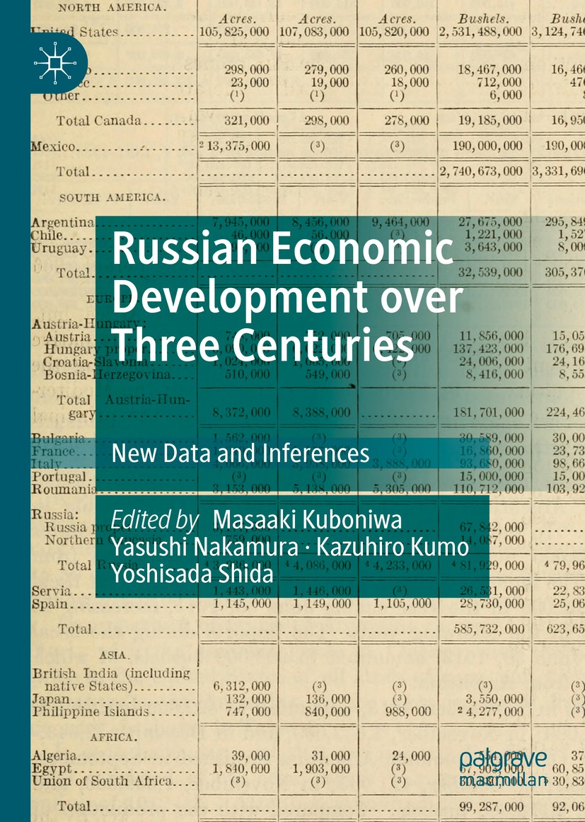 Titlebook: Russian Economic Development over Three Centuries; New Data and Inferen Masaaki Kuboniwa,Yasushi Nakamura,Yoshisada Shida Book 2019 The Edi Titlebook: Russian Economic Development over Three Centuries; New Data and Inferen Masaaki Kuboniwa,Yasushi Nakamura,Yoshisada Shida Book 2019 The Edi