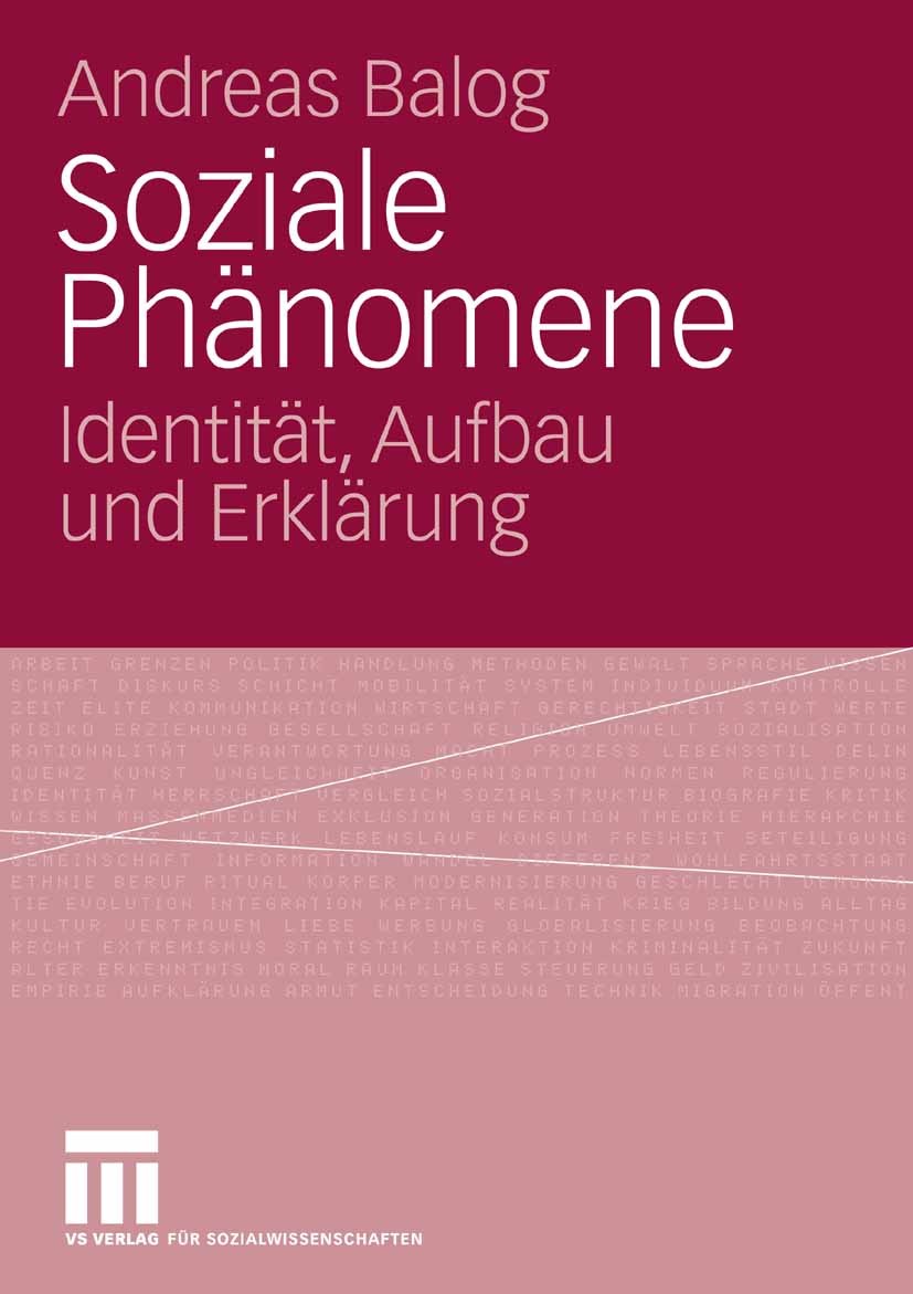 Titlebook: Soziale Phänomene; Identität, Aufbau un Andreas Balog Book 2006 VS Verlag für Sozialwissenschaften | Springer Fachmedien Wiesbaden GmbH, Wi Titlebook: Soziale Phänomene; Identität, Aufbau un Andreas Balog Book 2006 VS Verlag für Sozialwissenschaften | Springer Fachmedien Wiesbaden GmbH, Wi