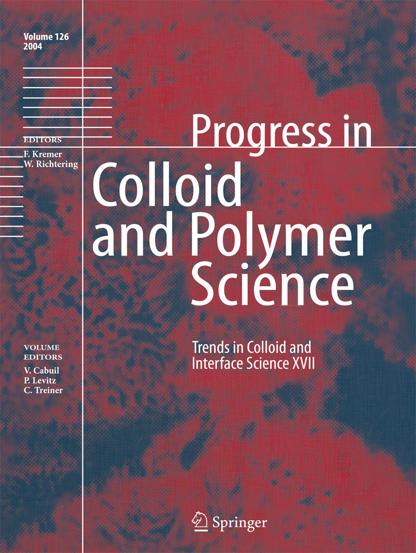 Titlebook: Trends in Colloid and Interface Science XVII; Valérie Cabuil,Pierre Levitz,Claude Treiner Conference proceedings 2004 Springer-Verlag Berl Titlebook: Trends in Colloid and Interface Science XVII; Valérie Cabuil,Pierre Levitz,Claude Treiner Conference proceedings 2004 Springer-Verlag Berl