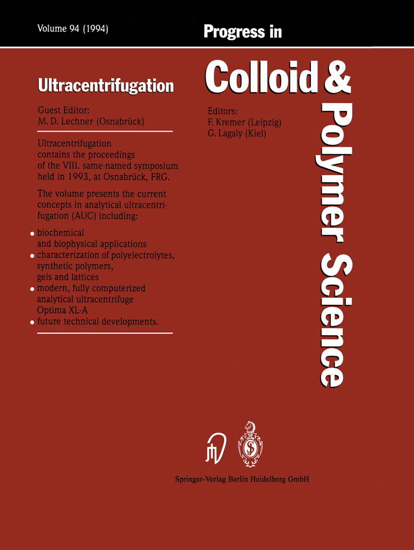 Titlebook: Ultracentrifugation; M. D. Lechner Conference proceedings 1994 Springer-Verlag Berlin Heidelberg 1994 Compound.Copolymer.Diffusion.Pigment Titlebook: Ultracentrifugation; M. D. Lechner Conference proceedings 1994 Springer-Verlag Berlin Heidelberg 1994 Compound.Copolymer.Diffusion.Pigment
